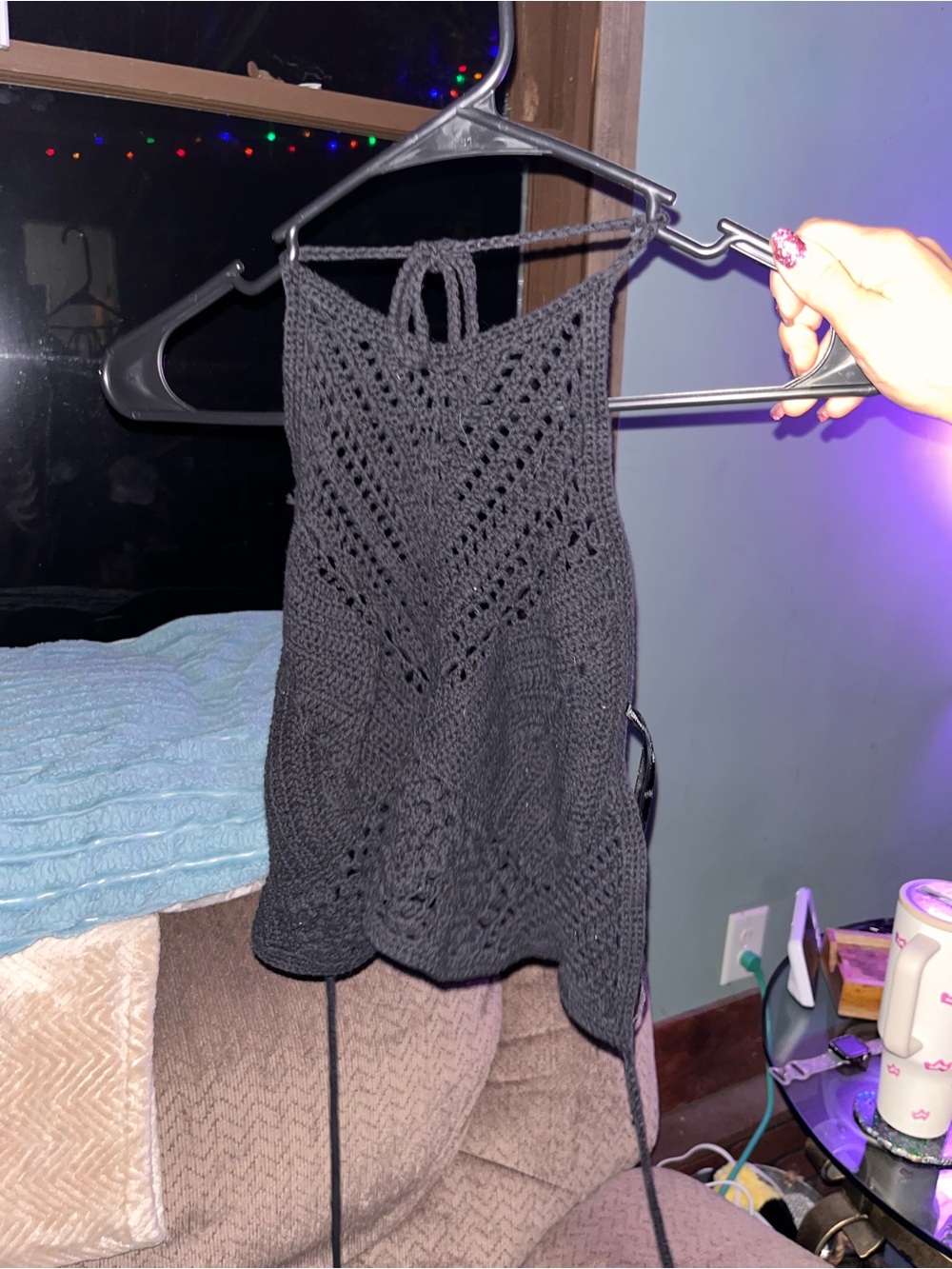 Forever 21 Black Crochet Halter Camisole